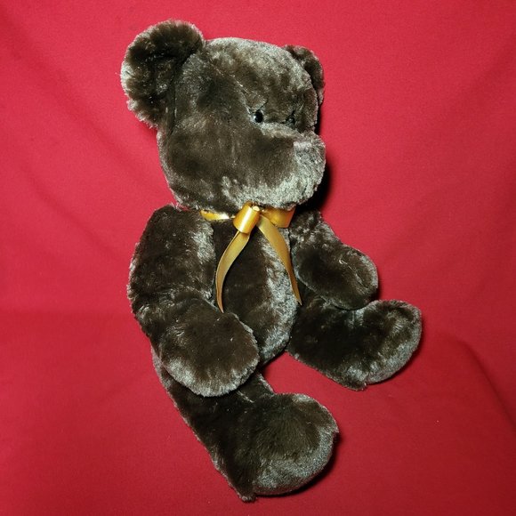 Steven Smith Dark Brown Teddy Bear 15" Stuffed Animal with Gold Ribbon - Picture 5 of 10